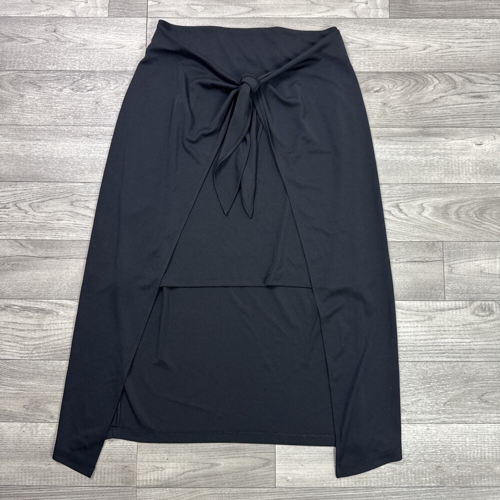 Lauren Ralph Lauren Skirt Pull On Stretch Tie Front Black sz XS Petite
